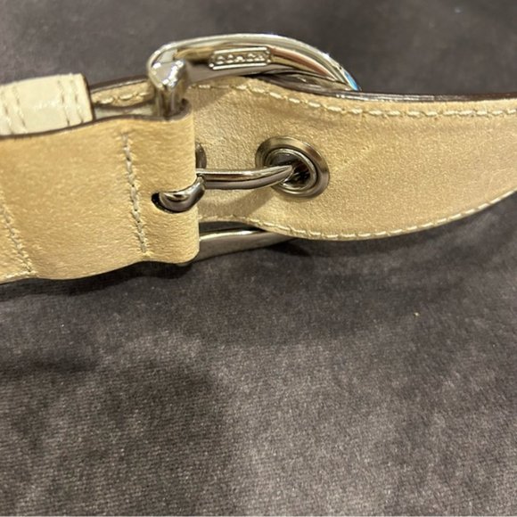 Coach 11860 Soho Signature C Logo Khaki Canvas White Buckle Shoulder Bag - Picture 4 of 8